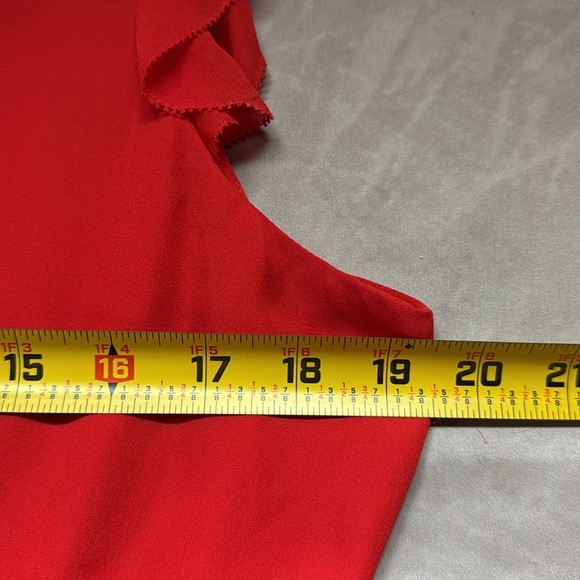 Parker Revolve Silk Dress Ruffles VNeck Red Romantic Wedding Guest Date Night 8 - Picture 11 of 13